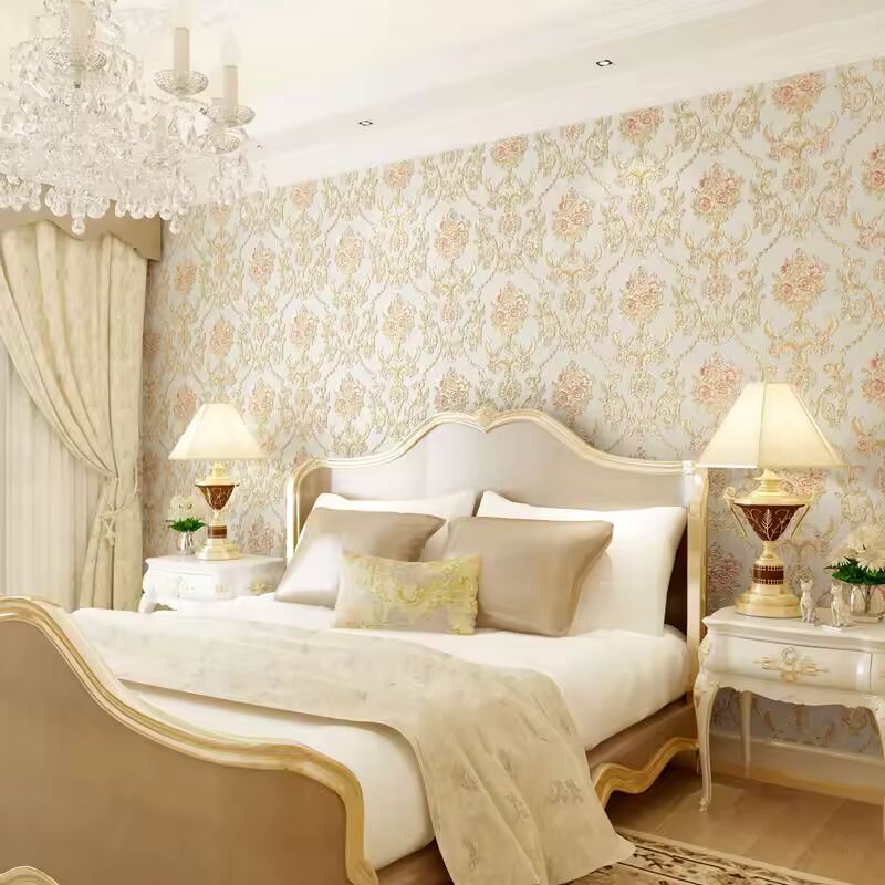 European wallpaper self-adhesive pastoral flower luxury wall stickers self-adhesive bedroom living room home background wall wal