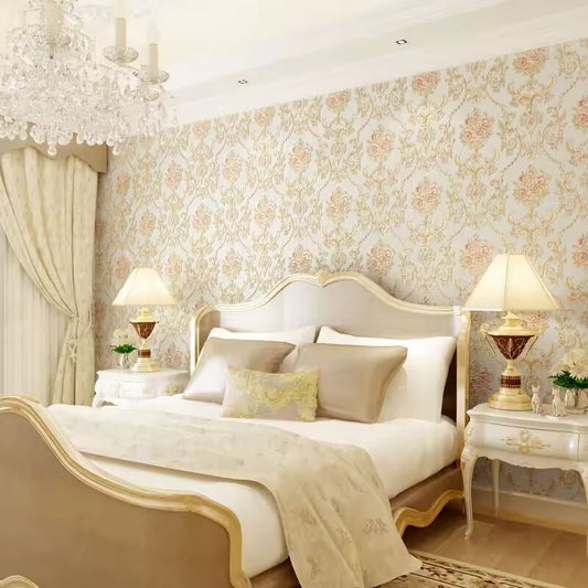 European wallpaper self-adhesive pastoral flower luxury wall stickers self-adhesive bedroom living room home background wall wal