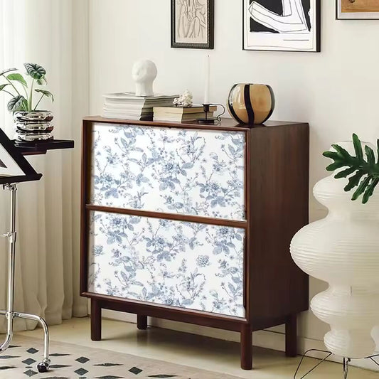 Blue Floral Peel and Stick Wallpaper Vintage Blue White Self Adhesive Wallpaper Botanical Removable Contact Paper for Bedroom
